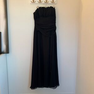 B2 Strapless Black Chiffon Evening Gown